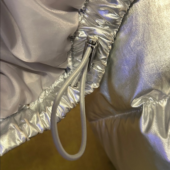 Michael Kors Short Puffer Jacket in Metallic Silver - Picture 11 of 15